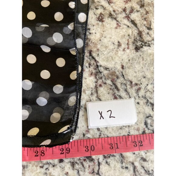 Womens Rectangle Scarf White Polka Dot Sheer Goth - Picture 6 of 8